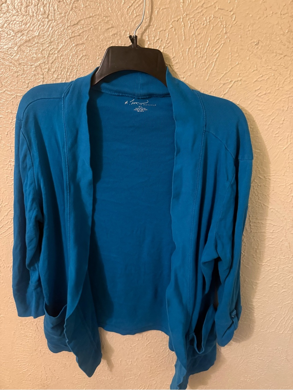 Kim Rogers Bright Blue Open-Front Women's Cardigan